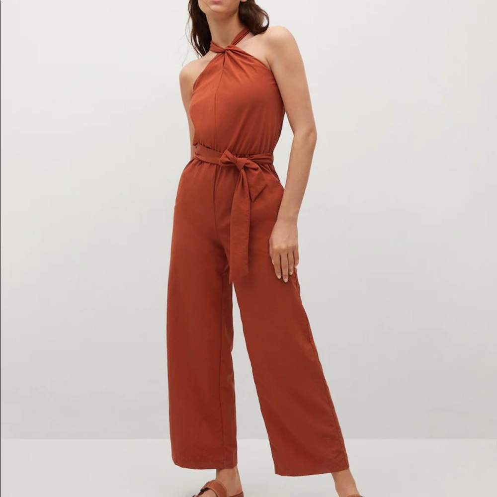 Mango Rust Halter Jumpsuit